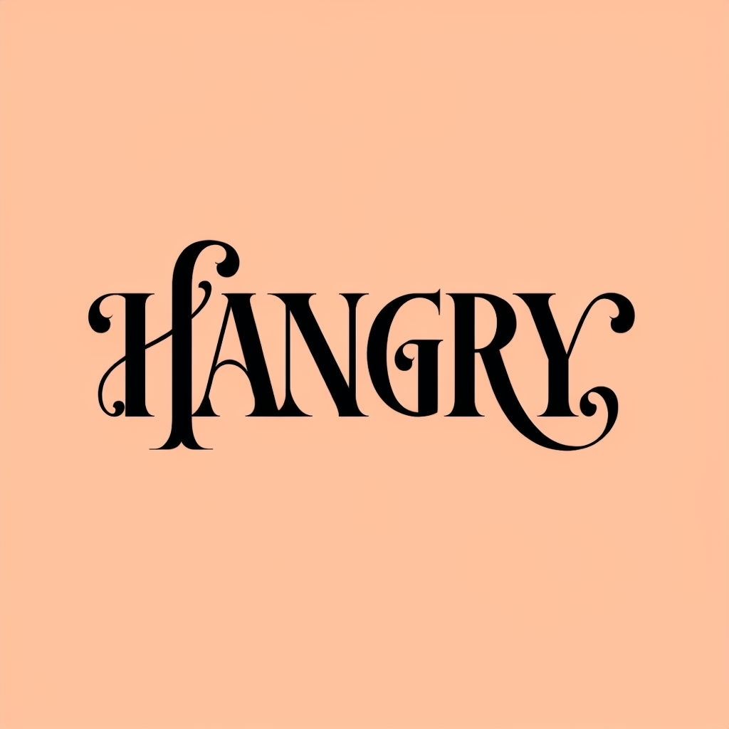 Elegant Hangry Typography on Peach Background Hat