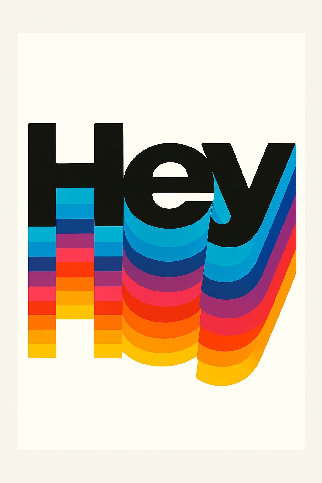 Vibrant 3D 'Hey' Typography Art T-Shirt