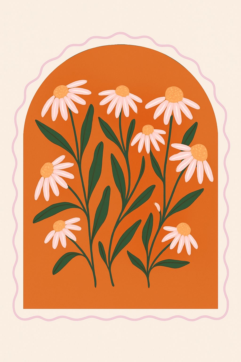 Stylish Minimalist Daisies Illustration on Soft Background T-shirt