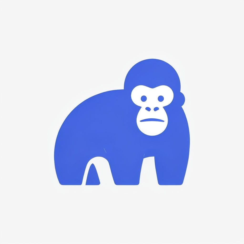Friendly Royal Blue Gorilla Minimalist Logo