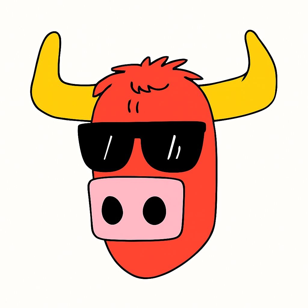 Vibrant Cartoon Bull's Head with Sunglasses T-Shirt