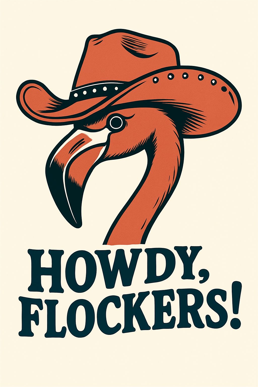 Vintage Flamingo with Cowboy Hat Howdy Flockers T-shirt