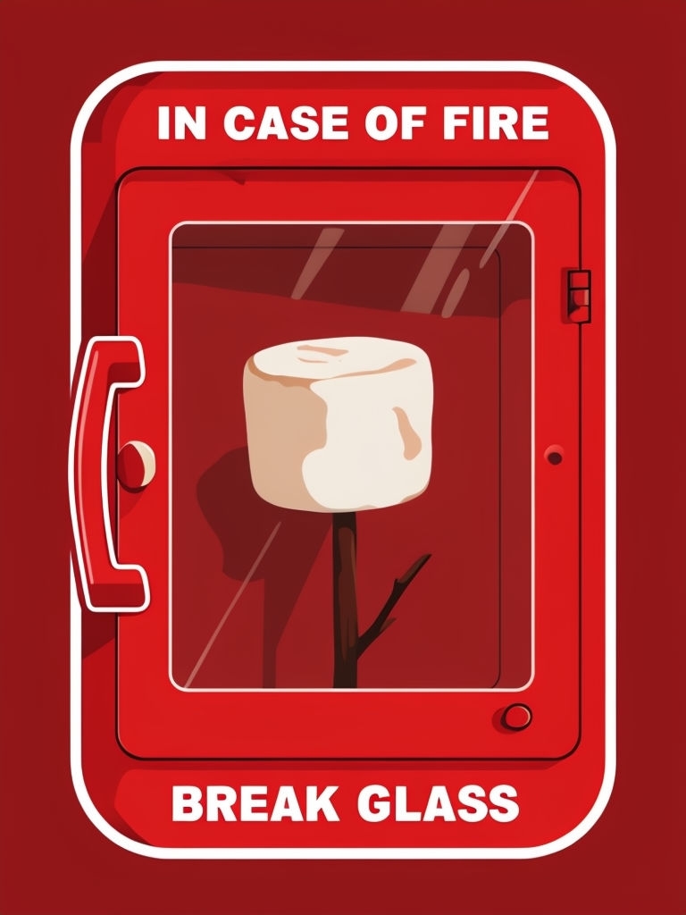 Humorous Red Fire Safety Box with Marshmallow Inside Meme