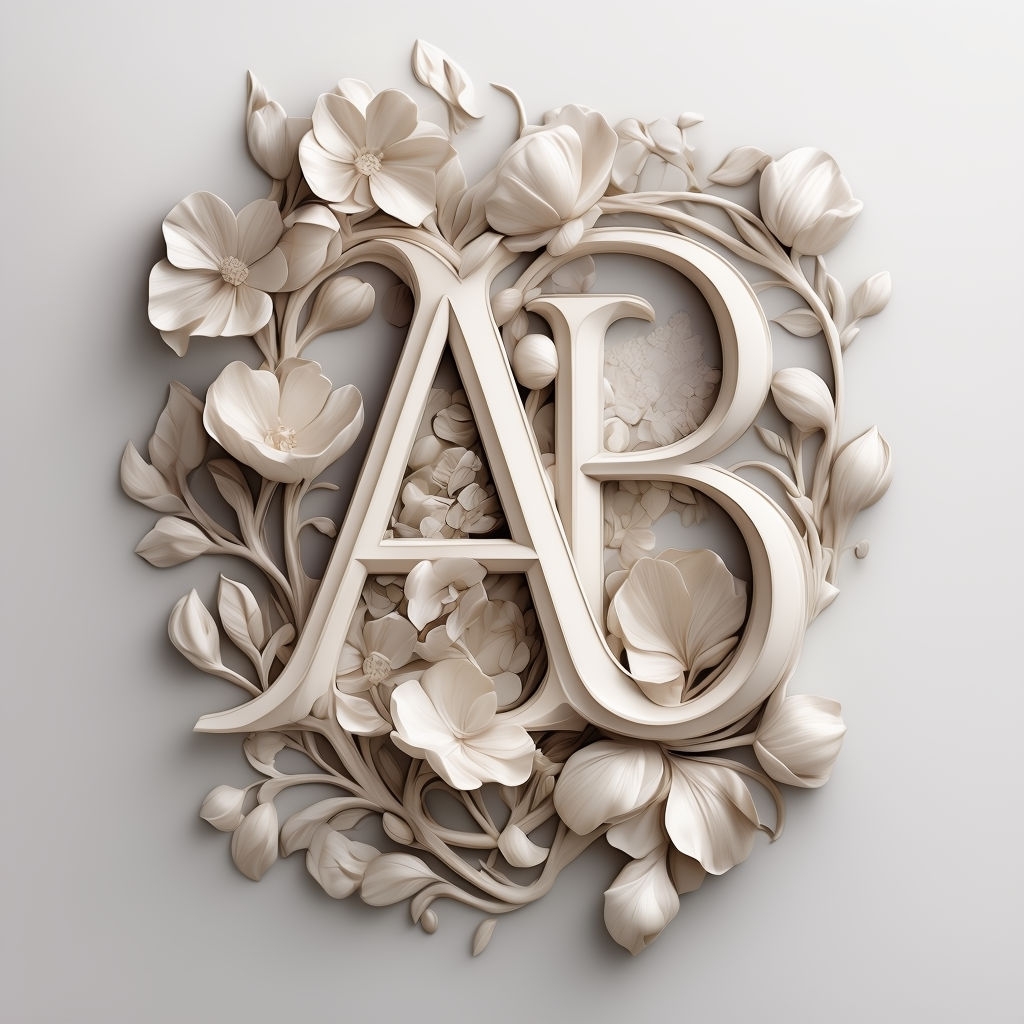 Elegant 3D Floral Monogram AB Design for Cards & Invites