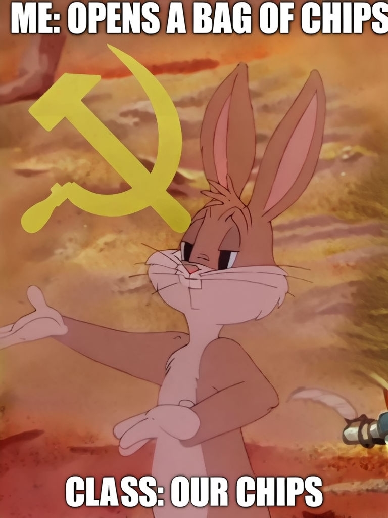 Comedic Anime Bunny Meme with Hammer and Sickle Design Meme