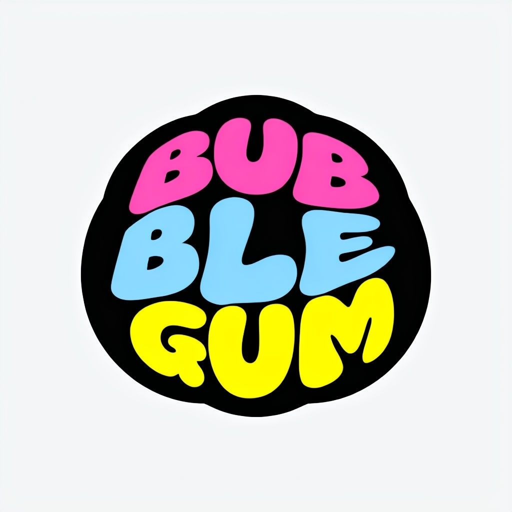 Whimsical Bubblegum Logo Design in Bold Colors Sticker