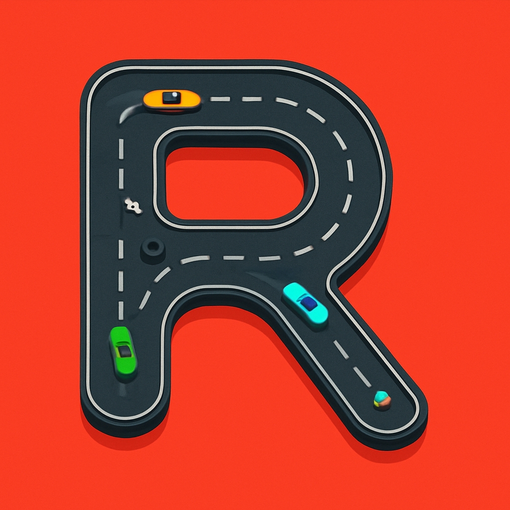 Playful Roadway Letter R Digital Illustration Sticker