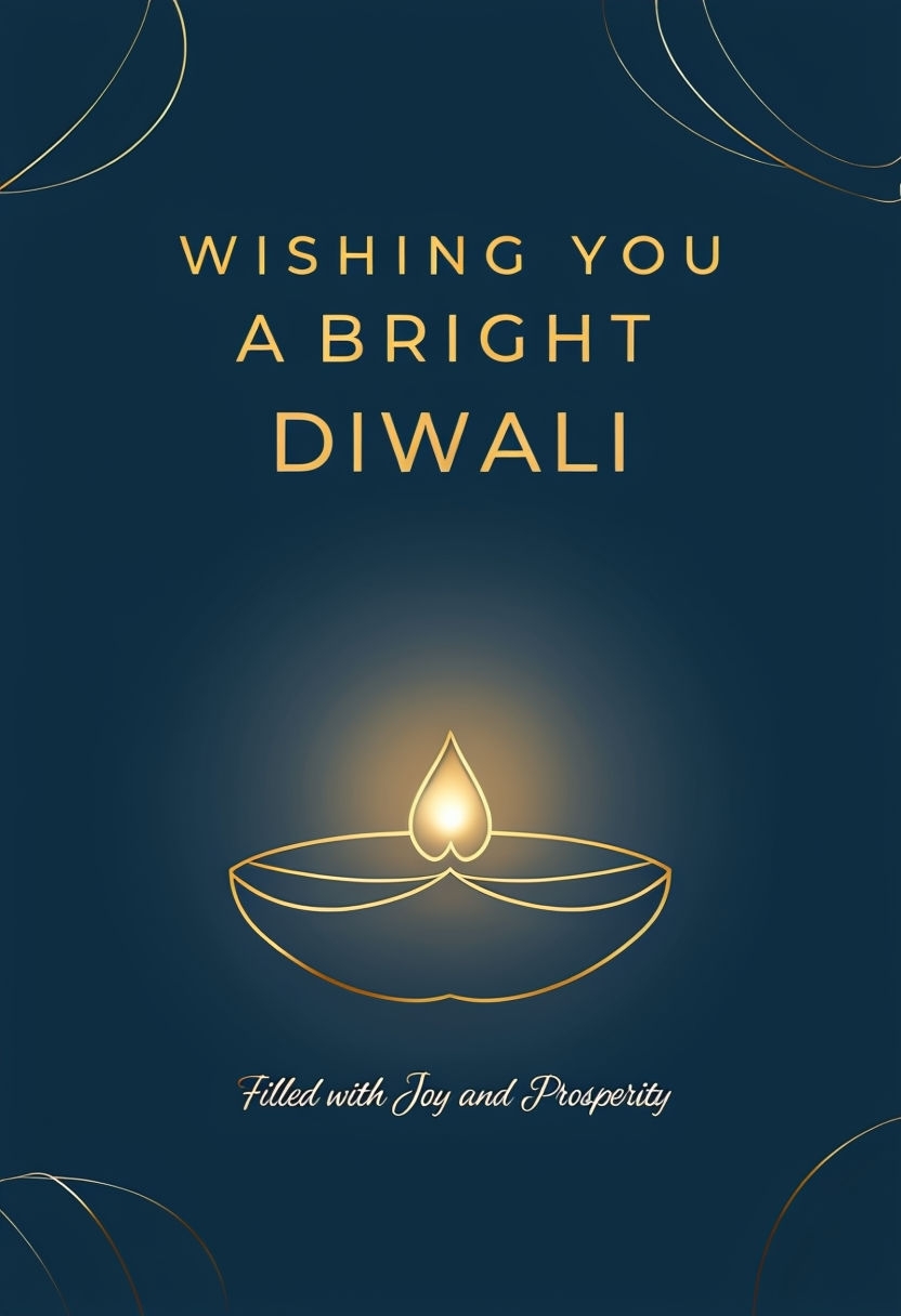 Elegant Modern Diwali Greeting Card with Minimalist Diya Design