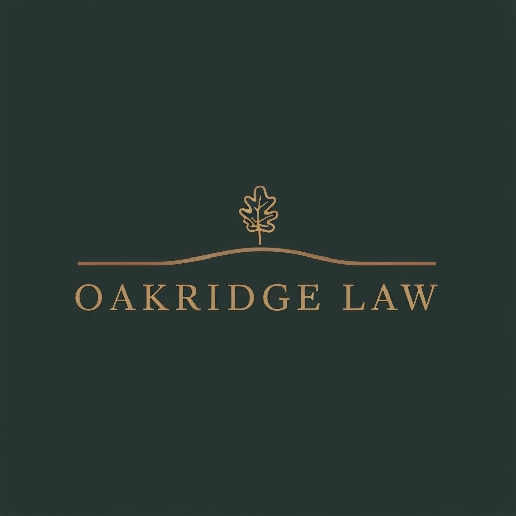 Elegant Oakridge Law Logo with Minimalist Leaf Design