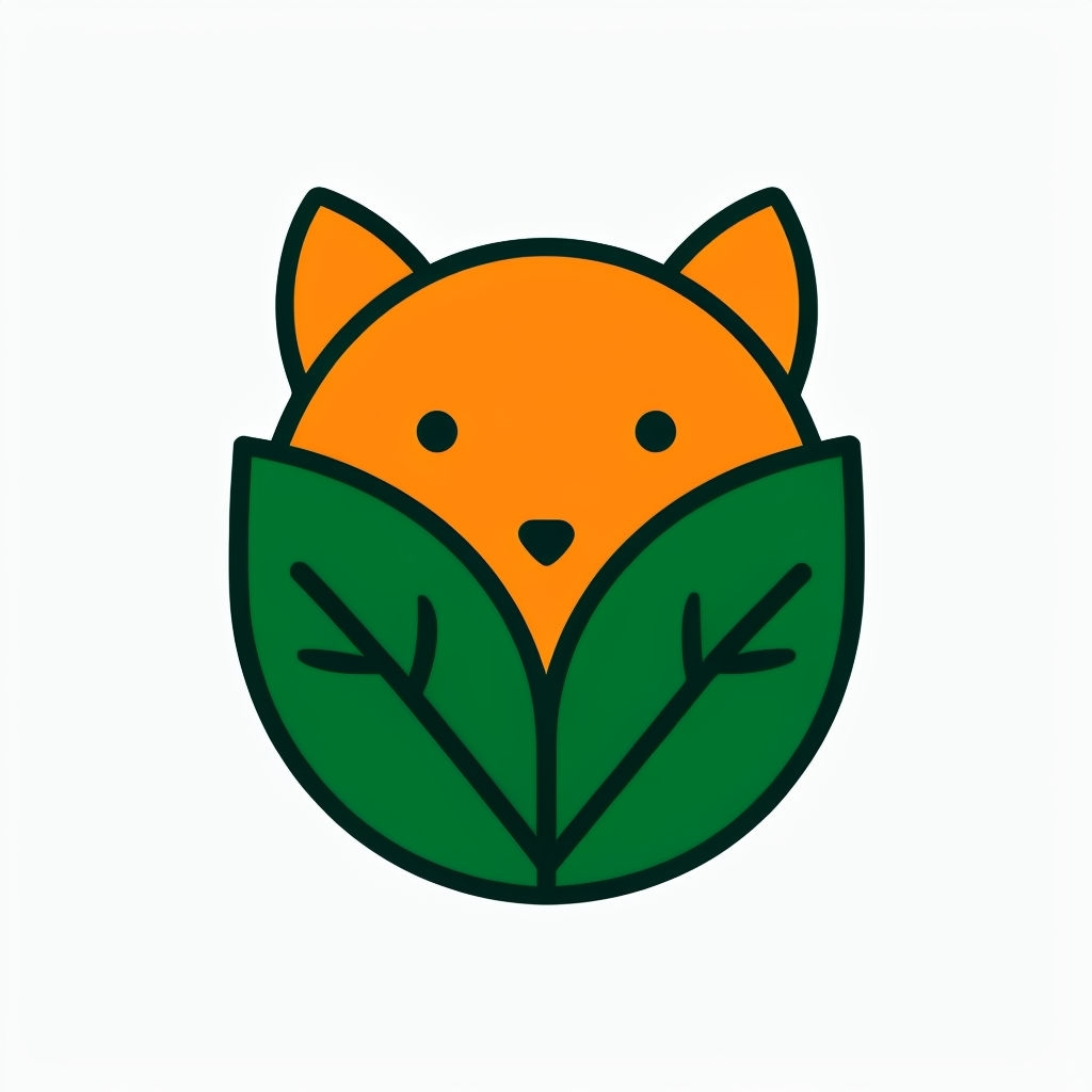 Cute Simplified Fox Face Behind Leaf Graphic Sticker