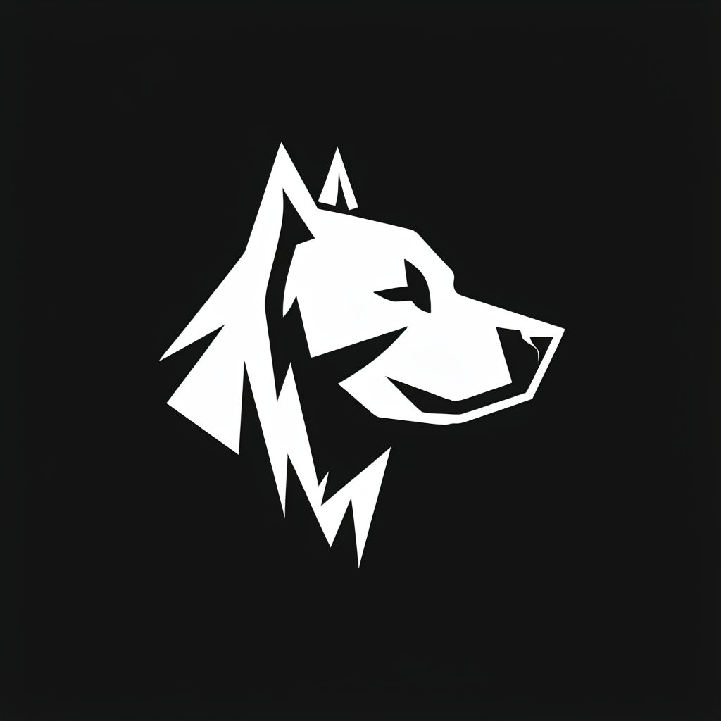 Minimalist Geometric Dog Head Logo on Black Background