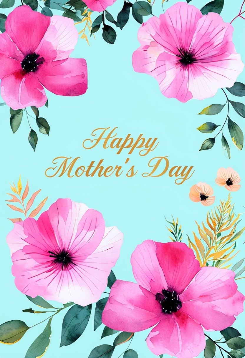 Vibrant Watercolor Mother's Day Greeting Card Design