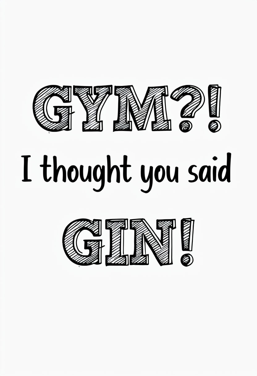 Humorous Gym and Gin Typography Minimalist Poster
