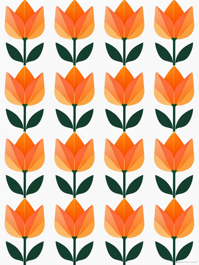 Vibrant Orange Tulip Pattern on White Background Phone Case Cover