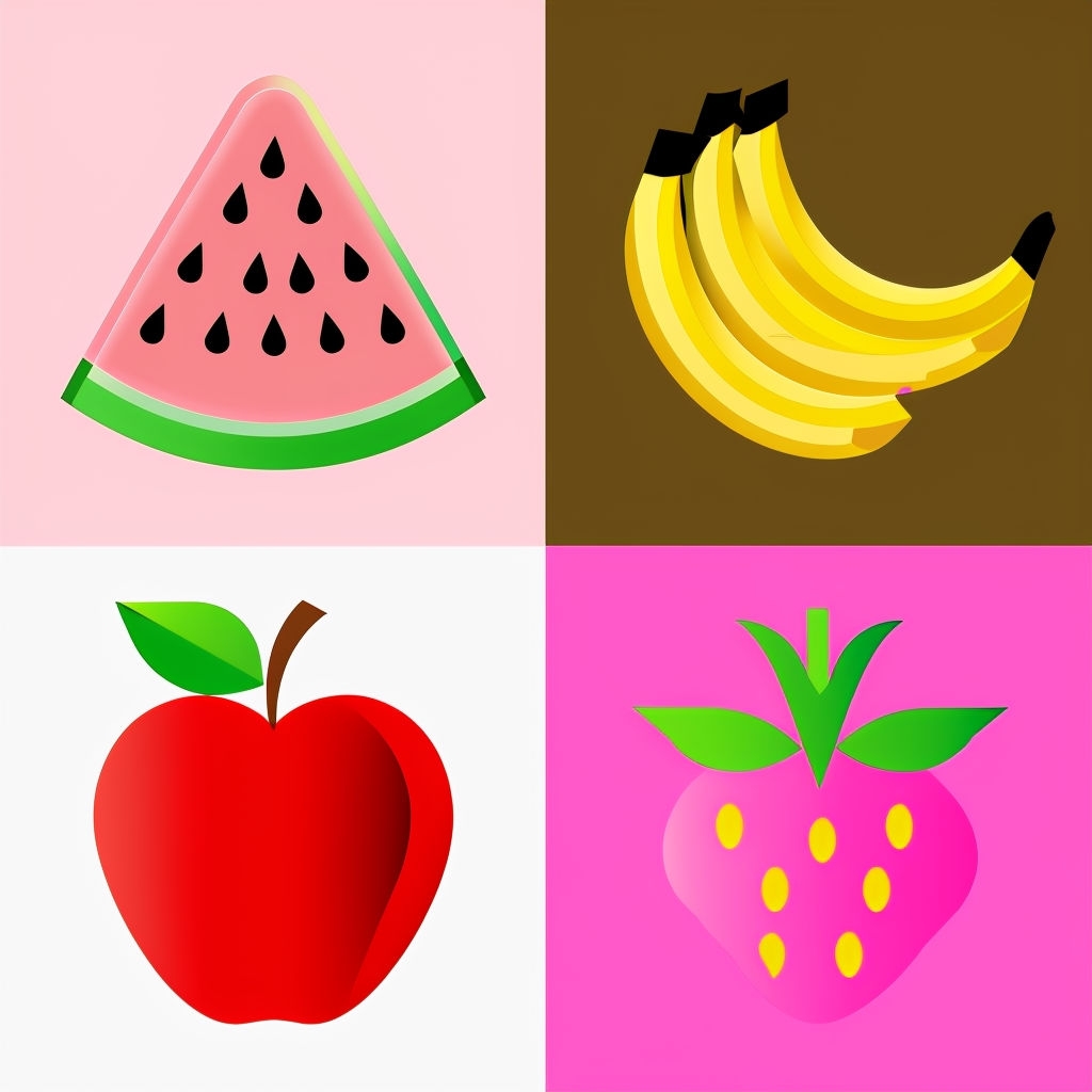 Vibrant Fruit Icons in Colorful Grid Pattern for Seamless Patterns