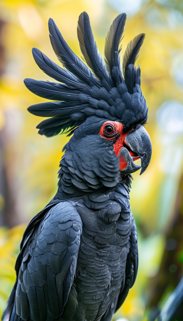 Majestic Black Cockatoo Close-Up Photograph Mobile Wallpaper
