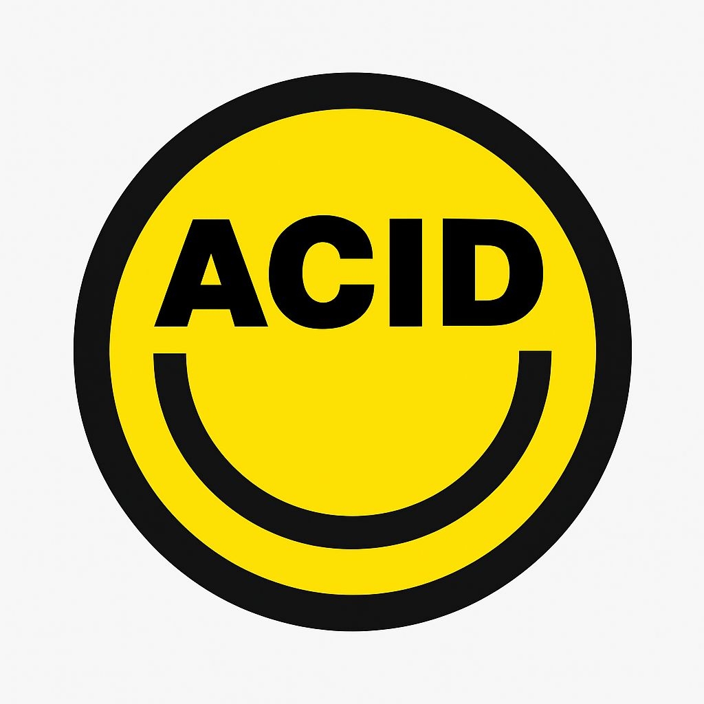 Bold Yellow ACID Smiley Face Minimalist Sticker