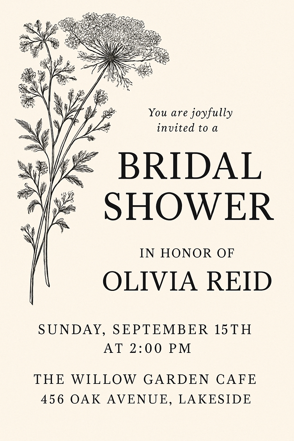 Elegant Botanical Bridal Shower Invitation Poster Design