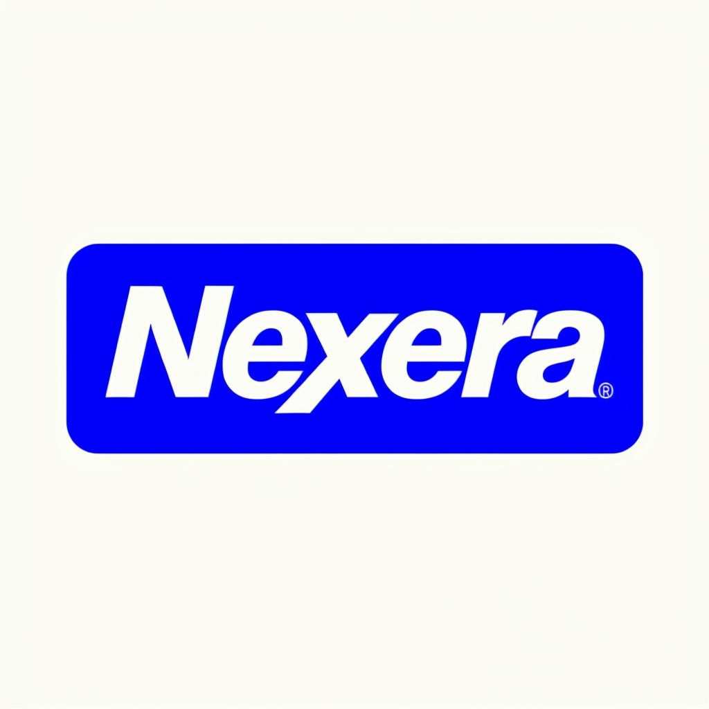 Minimalist Blue Nexera Logo Design on Off-White Background Logo
