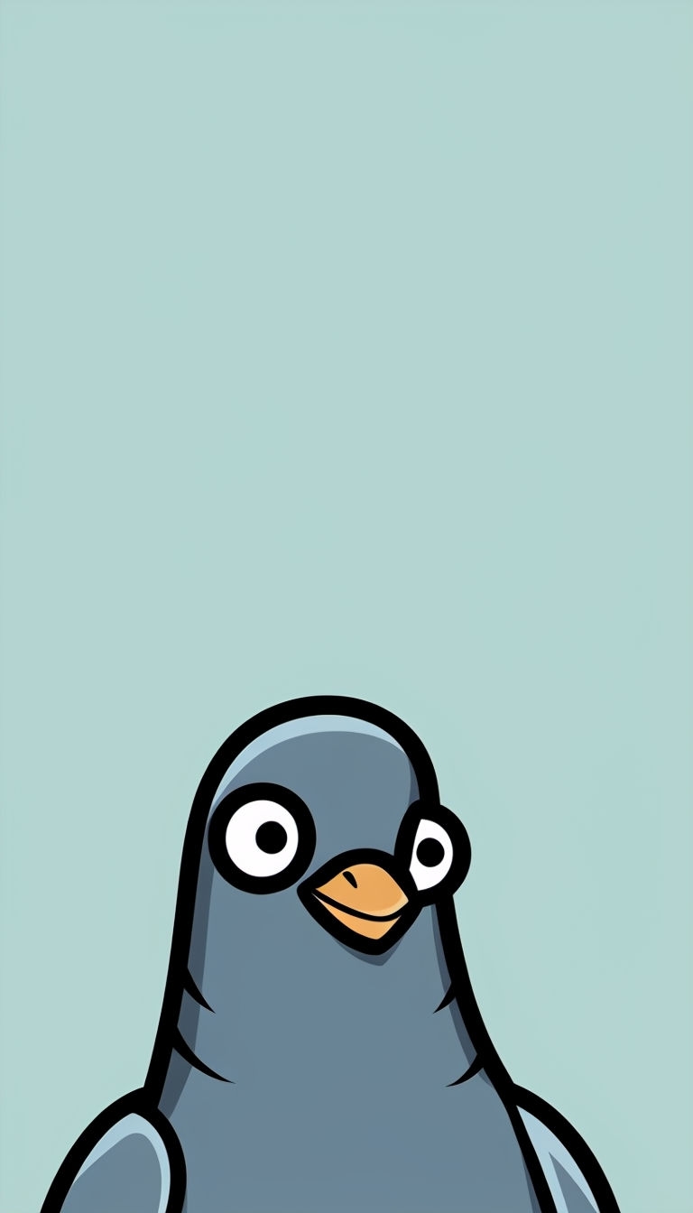 Minimalist Cartoon Pigeon Illustration on Teal Phone Case Cover