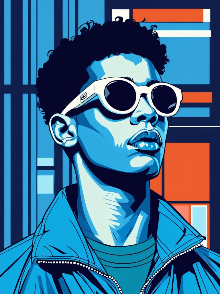 Modern Stylized Portrait Illustration of a Young Person Art