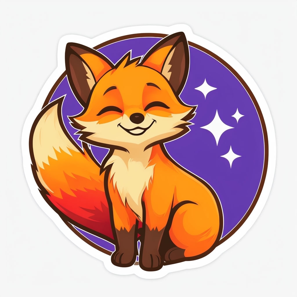 Cheerful Cartoon Fox with Celestial Stars Sticker