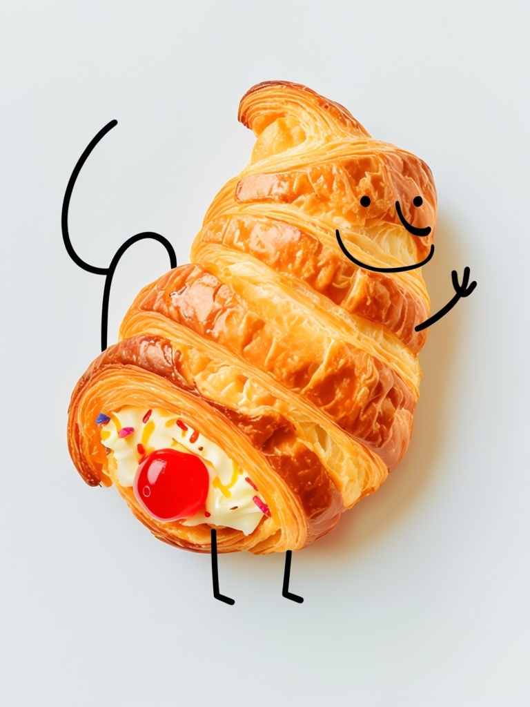 Playful Croissant Dog Character Food Art Photograph Art