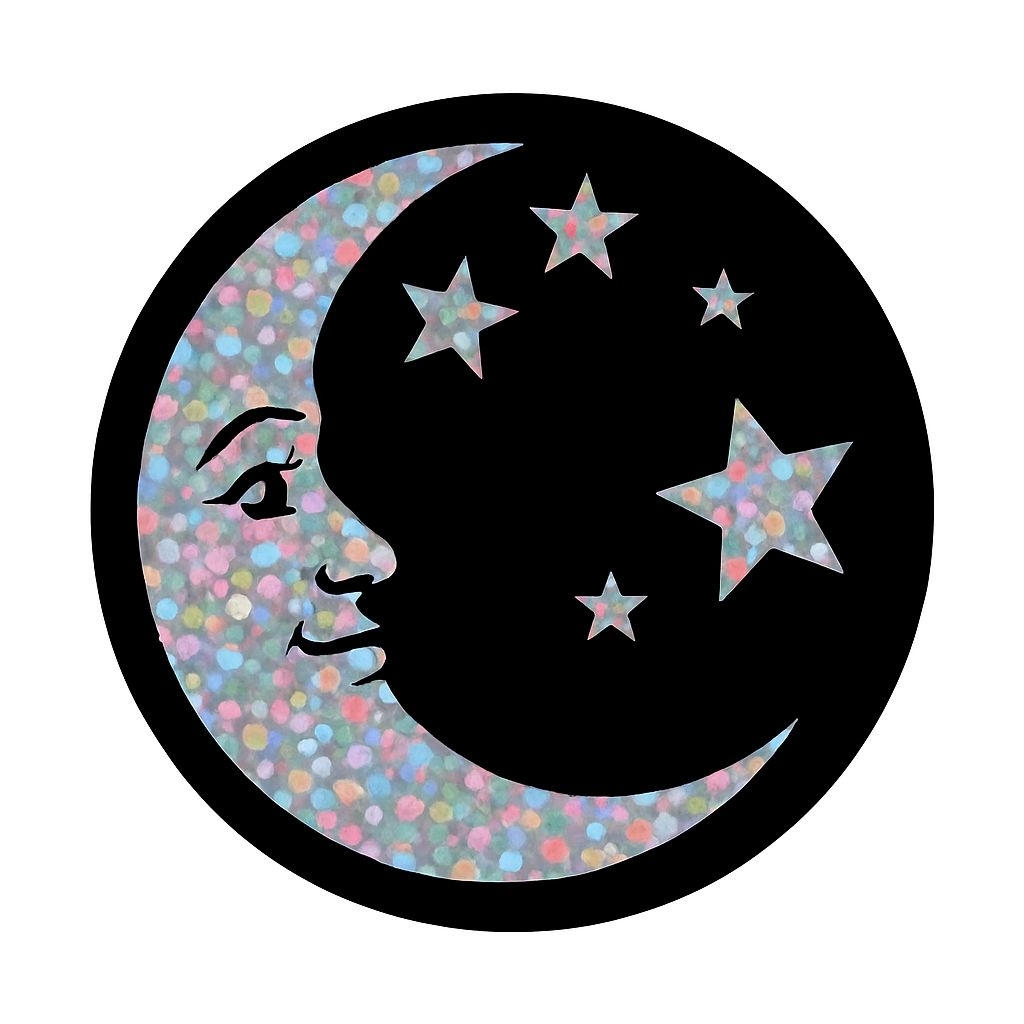 Whimsical Crescent Moon and Stars Pastel Sticker