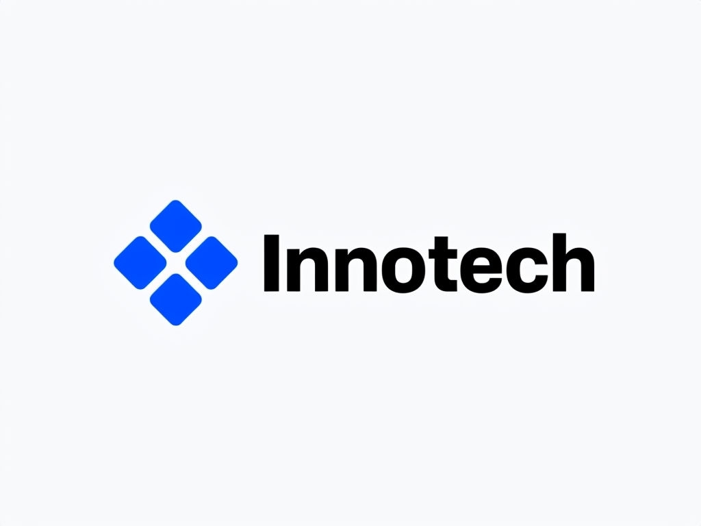 Minimalist Blue Innotech Geometric Logo Design for Branding Logo