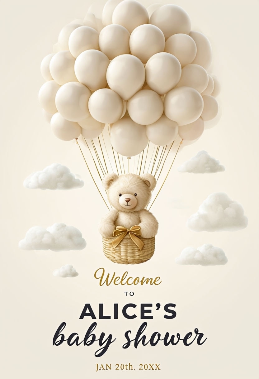 Whimsical Teddy Bear Baby Shower Invitation Sign