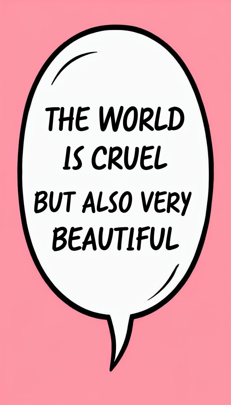 Manga Speech Bubble with Inspirational Quote on Pink Background Poster