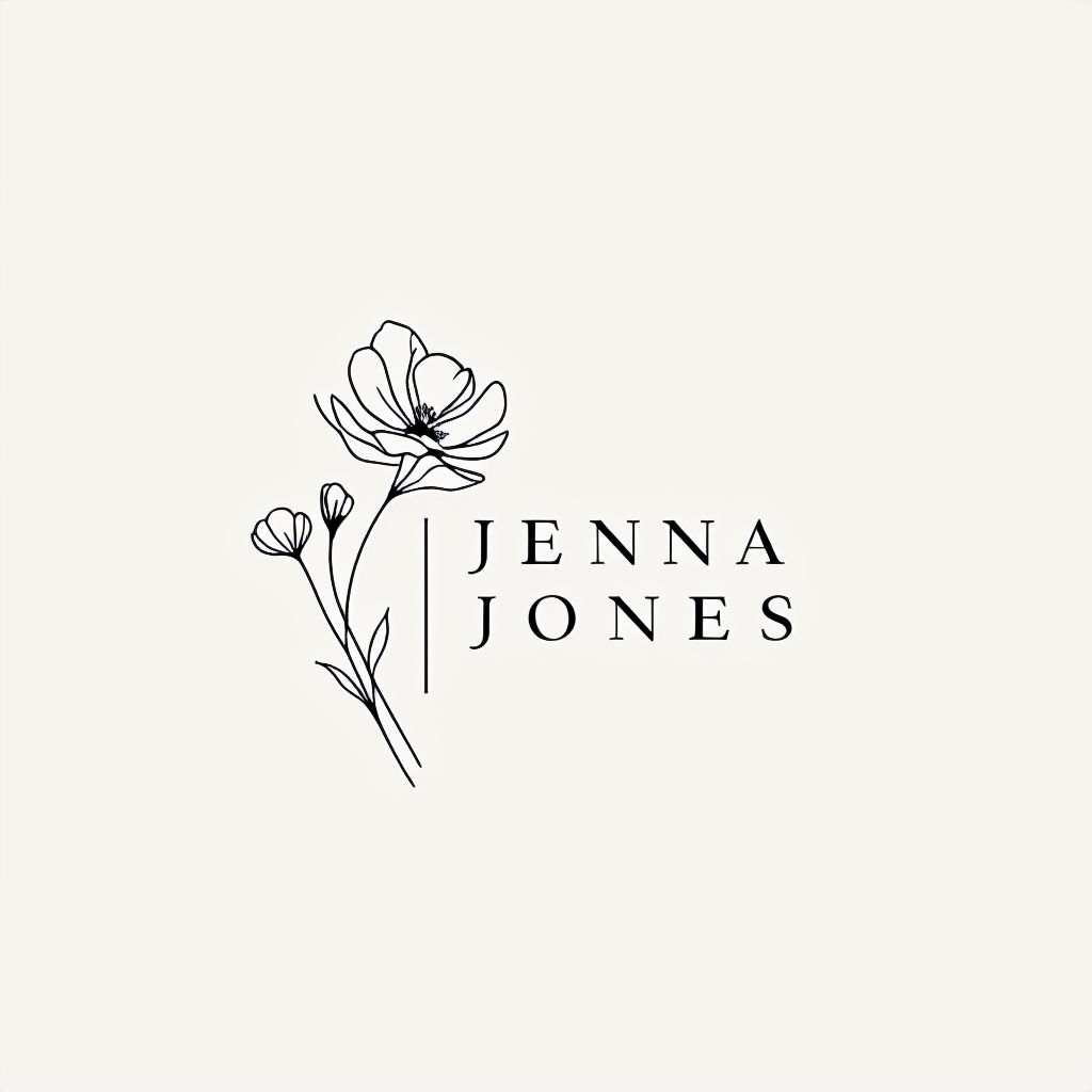 Elegant Minimalist Floral Logo Design for Jenna Jones