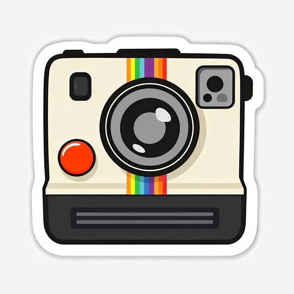 Colorful Retro Instant Camera Cartoon Sticker