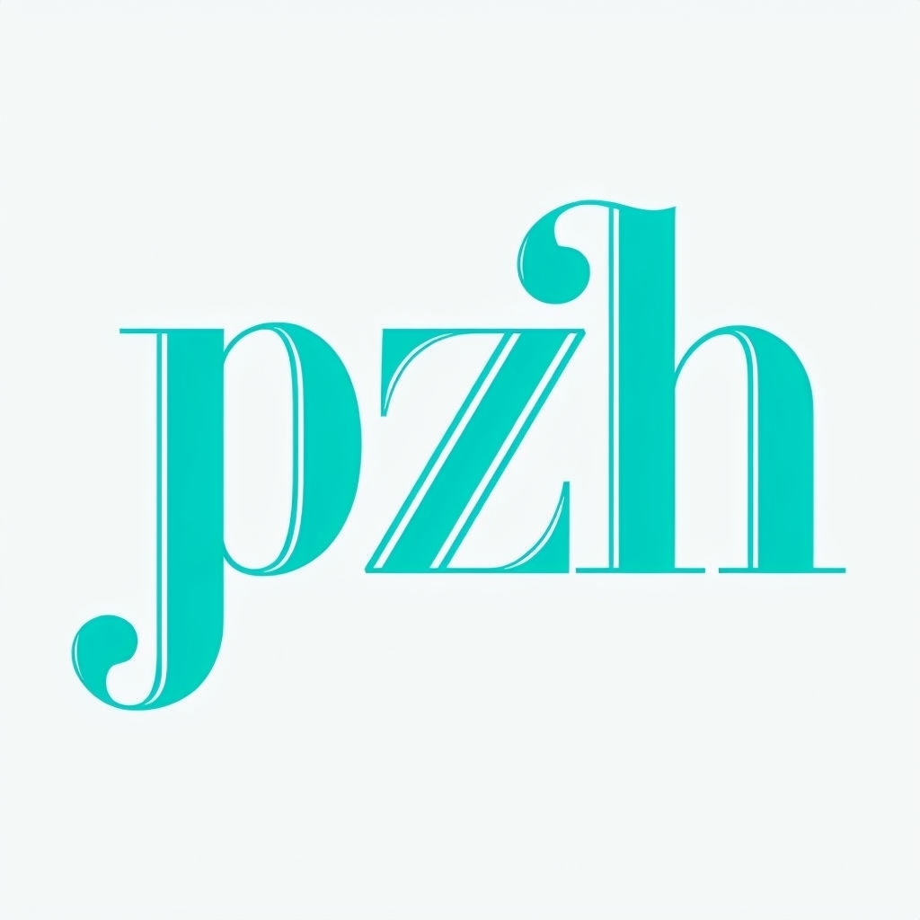 Elegant Aqua Serif "pzh" Typography Design Mug
