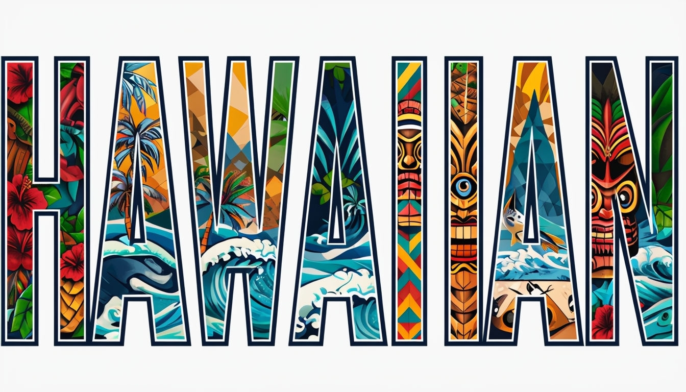 Vibrant Hawaiian Culture Typography Art for Poster