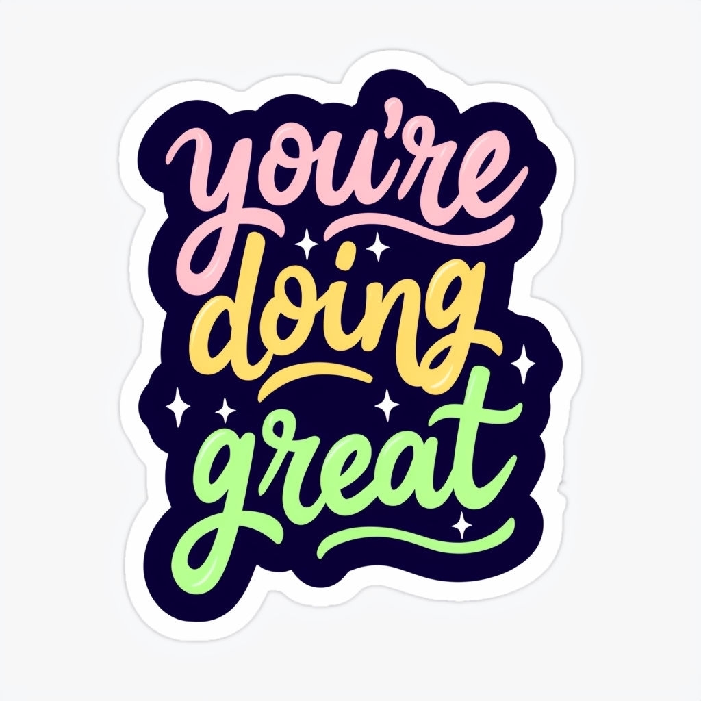 You're Doing Great Motivational Sticker with Colorful Cursive