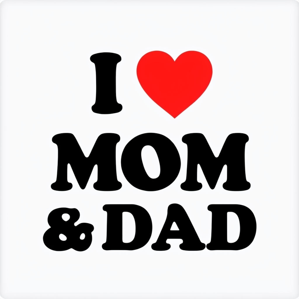 I Love Mom & Dad with Red Heart Minimalist T-Shirt