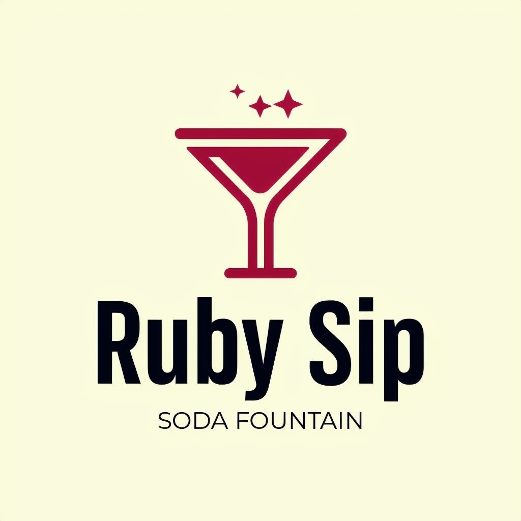 Ruby Sip Retro Soda Fountain Logo with Minimalist Glamour