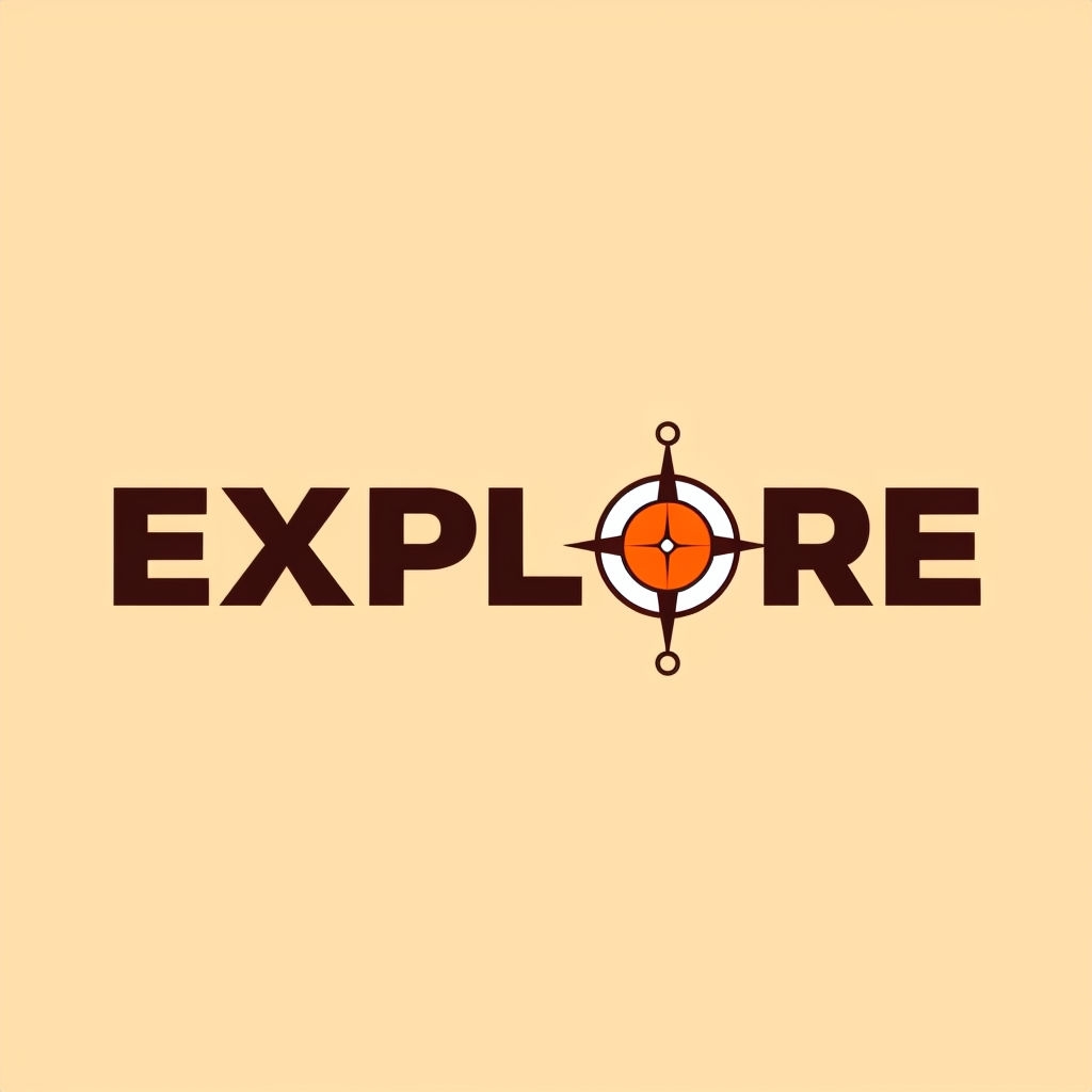 Minimalist Explore Logo with Compass Rose Design