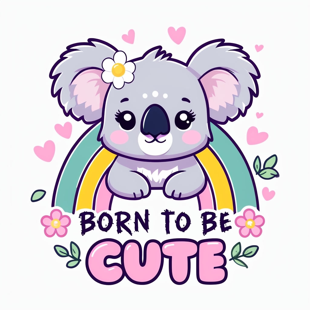 Cute Cartoon Koala with Rainbow and Hearts Mug