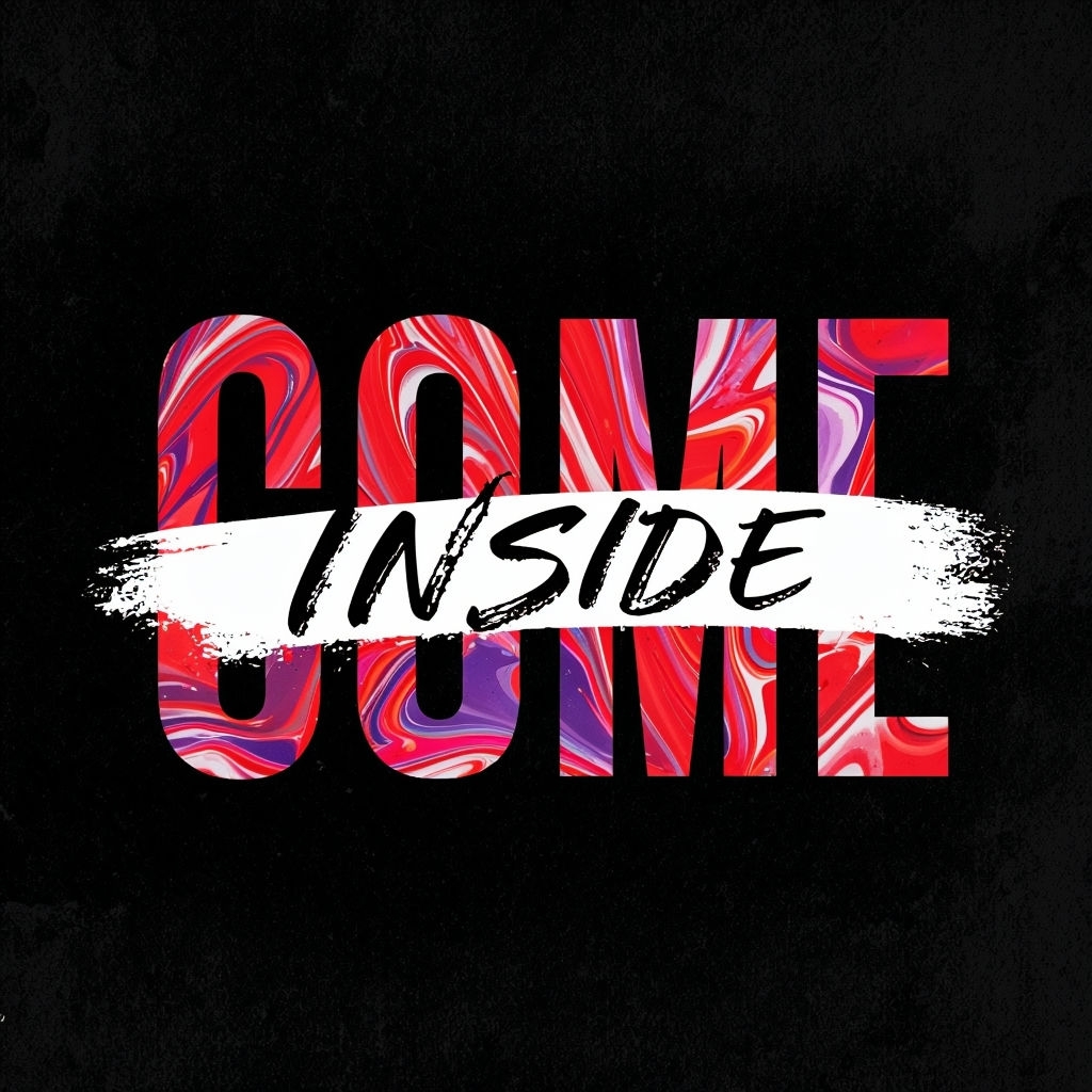 Vibrant Come Inside Typography Graphic T-Shirt