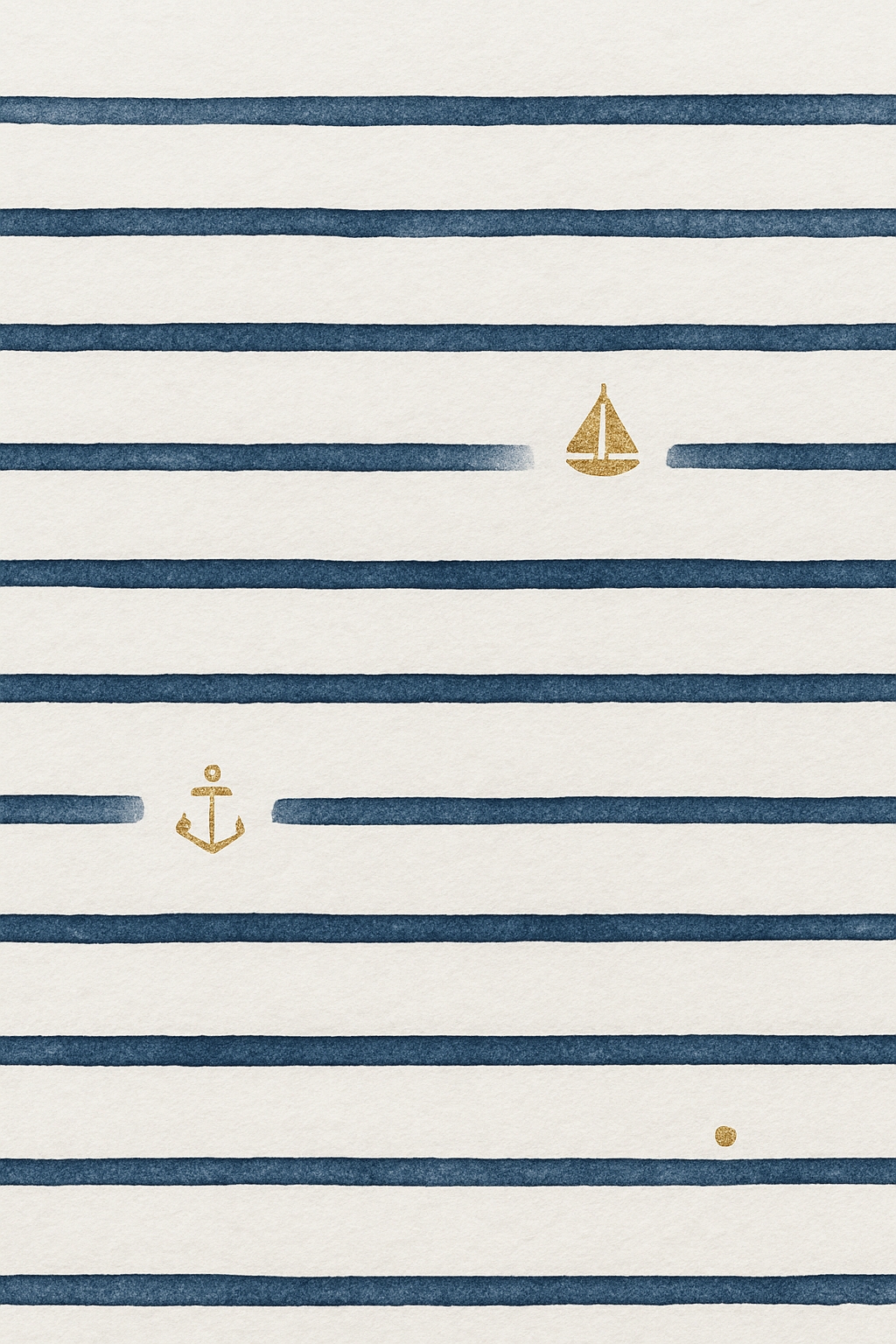 Elegant Nautical Stripes with Gold Symbols Minimalist Poster