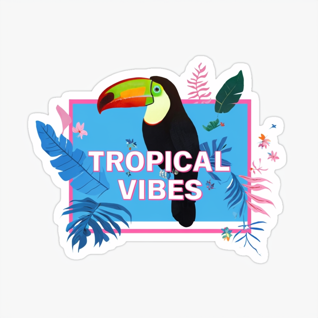 Colorful Tropical Toucan Sticker Design