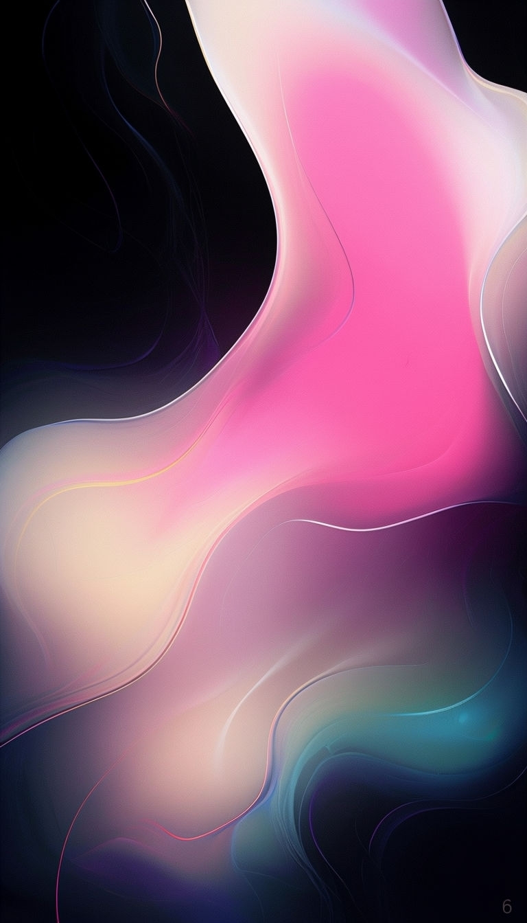 Vibrant Abstract Fluid Shapes with Neon Effect Mobile Wallpaper