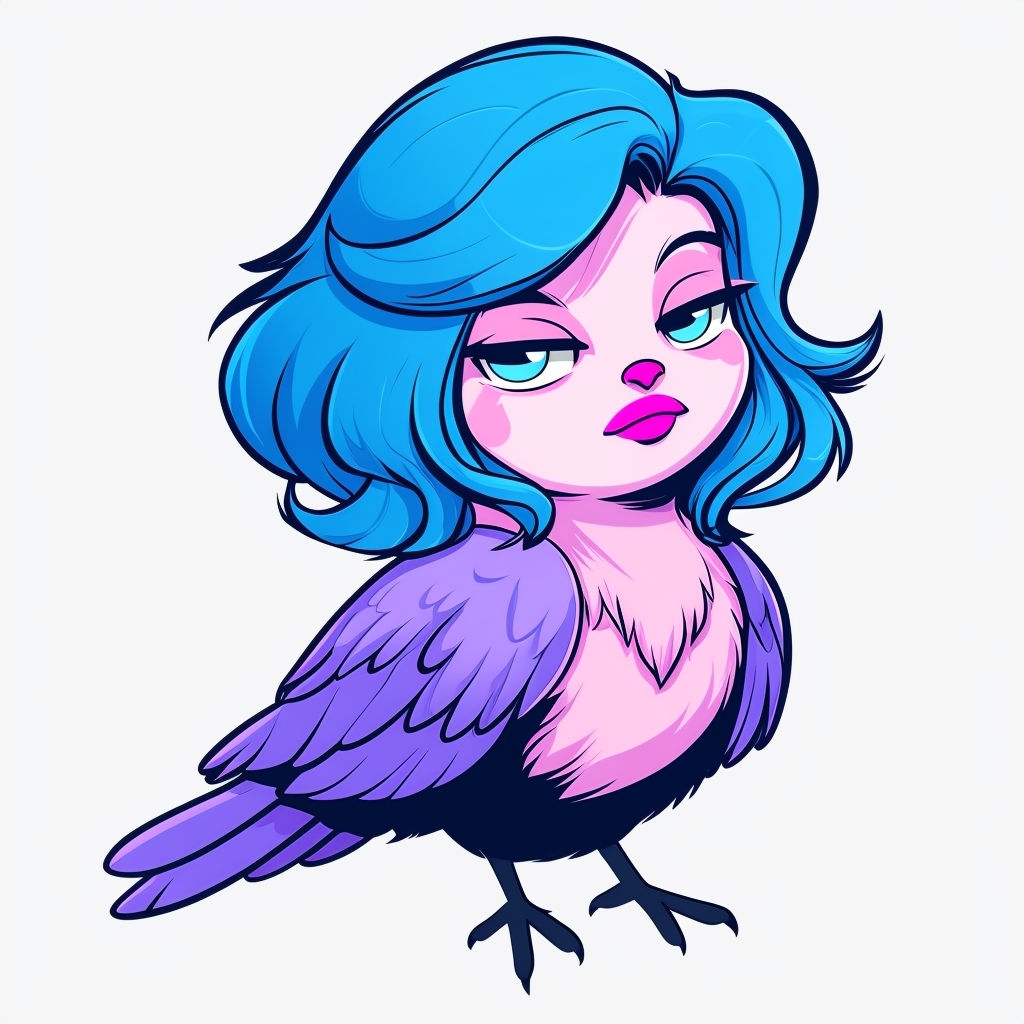 Whimsical Cartoon Bird Character Illustration Sticker