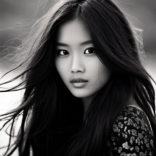 Ordiary Long Hair Asian Girl Black And White Photography By Phj11206 Playground 3738