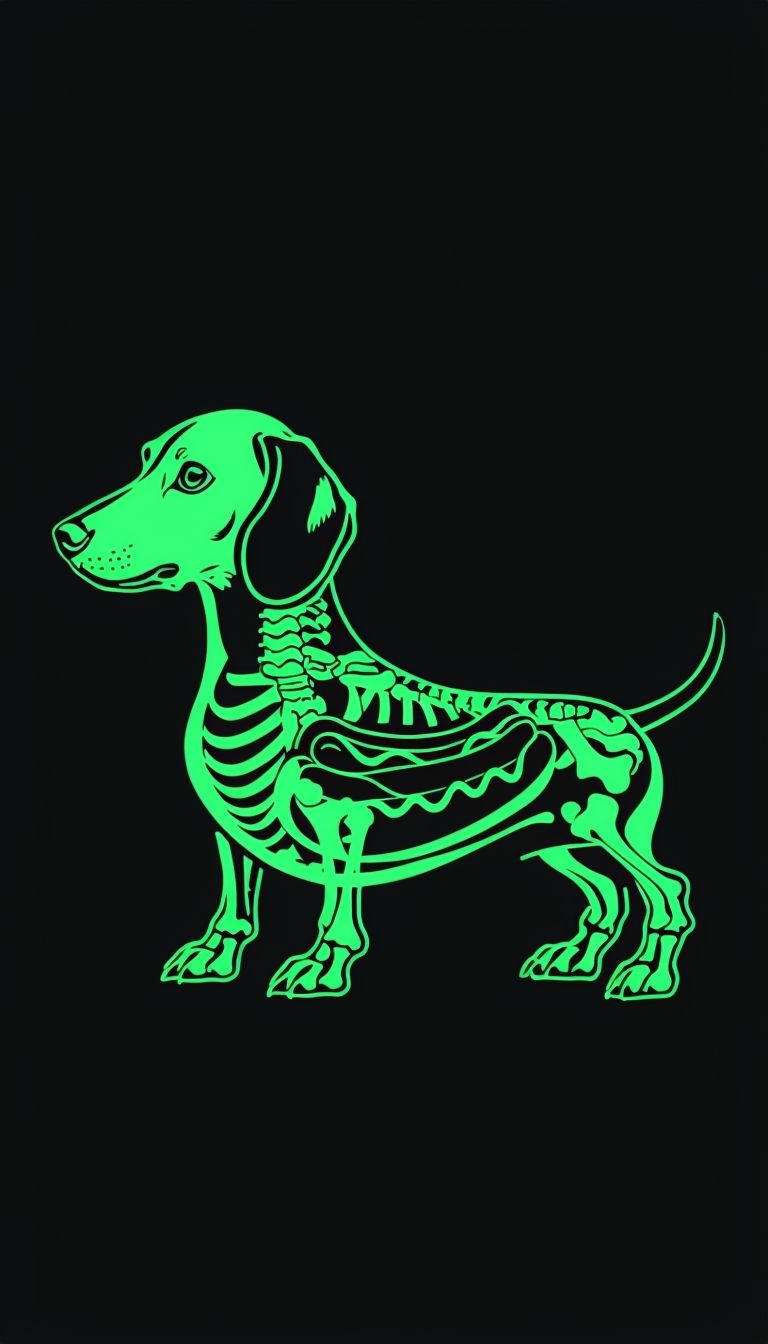 Neon Green Dachshund X-Ray Illustration with Hotdog Phone Case Cover