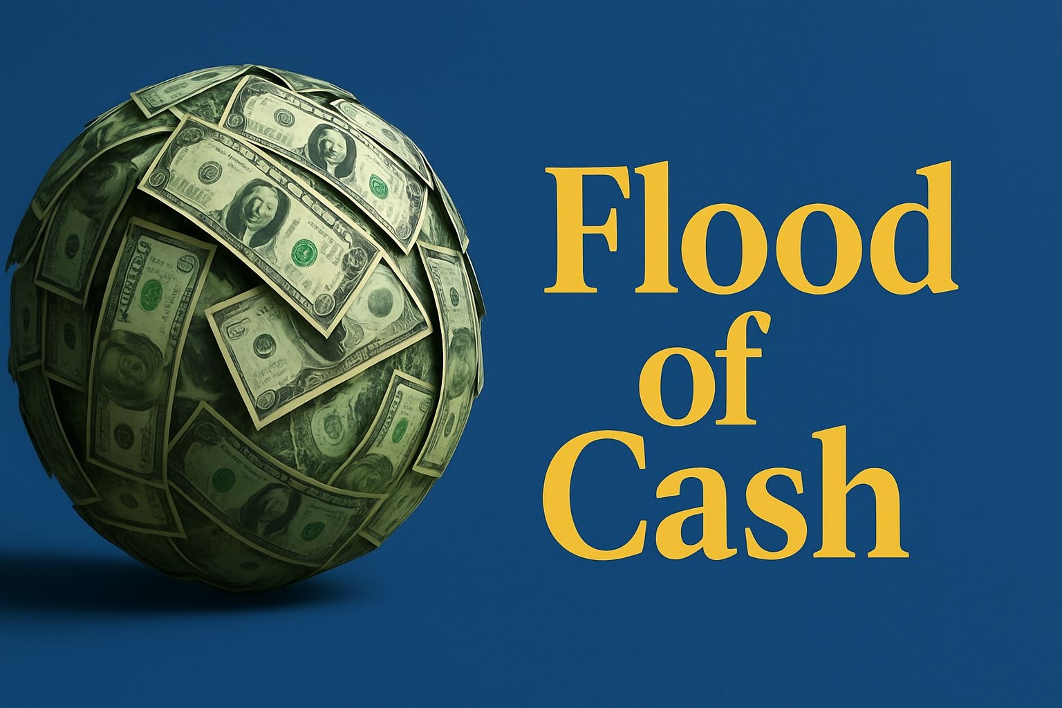 Flood of Cash Currency Sphere Digital Art Poster