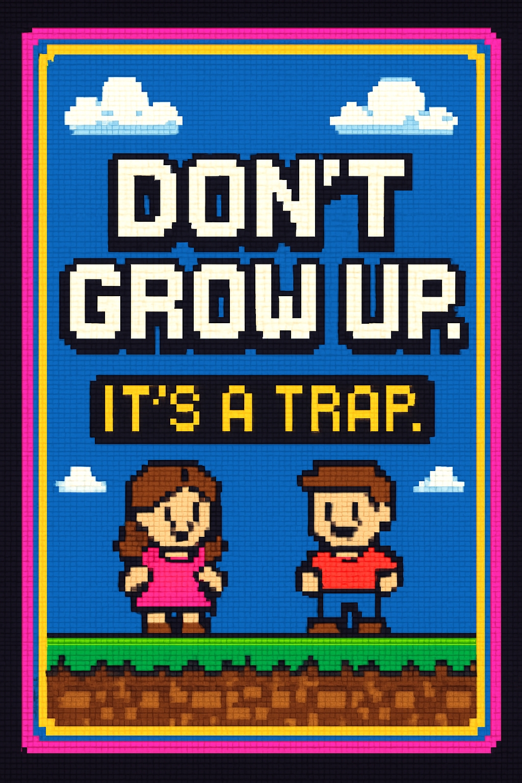 Pixel Art Don't Grow Up It's a Trap Retro Card Design Cards & Invites