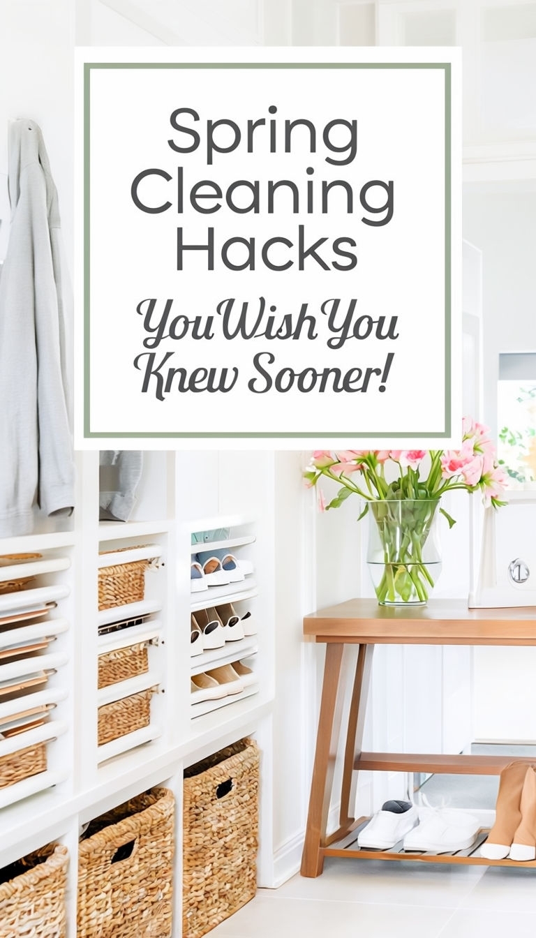 Bright Modern Entryway with Spring Cleaning Hacks Social Media Post